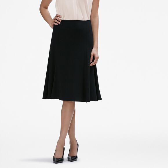 M.M Lafleur The Bushwick Skirt Black 6 Flowy Hip Skimming Flare Back Zip Bottom - Picture 1 of 6